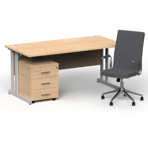 Impulse 1600mm Cantilever Straight Desk With Mobile Pedestal and Ezra Grey Executive Chair - Image 8