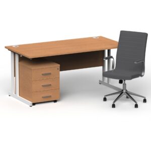 Impulse 1600mm Cantilever Straight Desk With Mobile Pedestal and Ezra Grey Executive Chair - Image 21