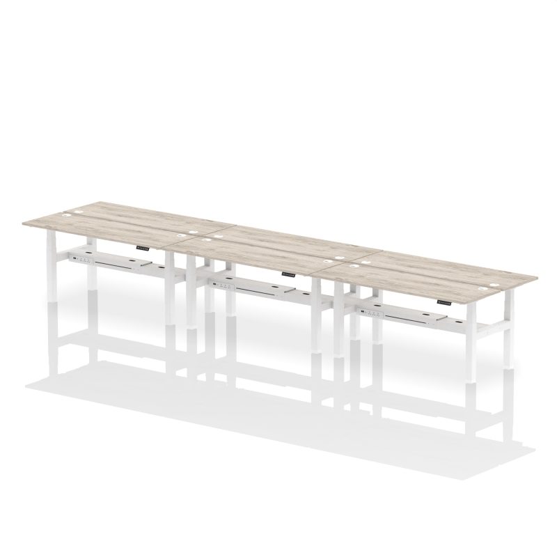 Air Back-to-Back Slimline Height Adjustable Bench Desk - 6 Person - Image 55