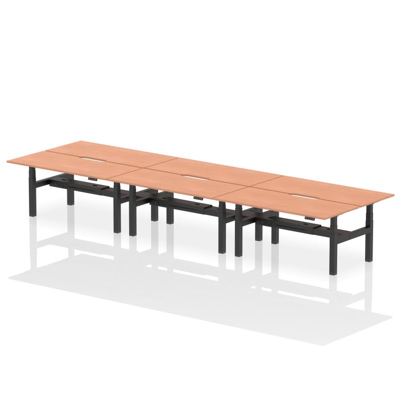 Air Back-to-Back Scalloped Edge Height Adjustable Bench Desk - 6 Person - Image 55