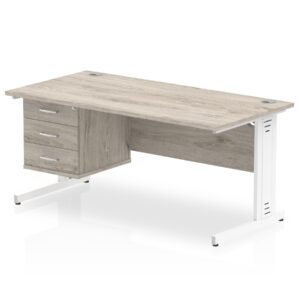 Impulse 1600mm Cable Managed Straight Desk With Single Fixed Pedestal - Image 8