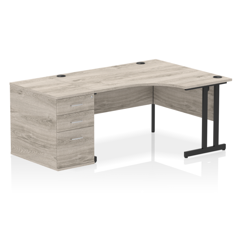 Impulse 1400mm Cantilever Right Crescent Desk Workstation - Image 12