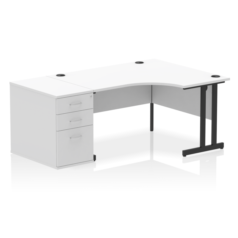 Impulse 1400mm Cantilever Right Crescent Desk Workstation - Image 34