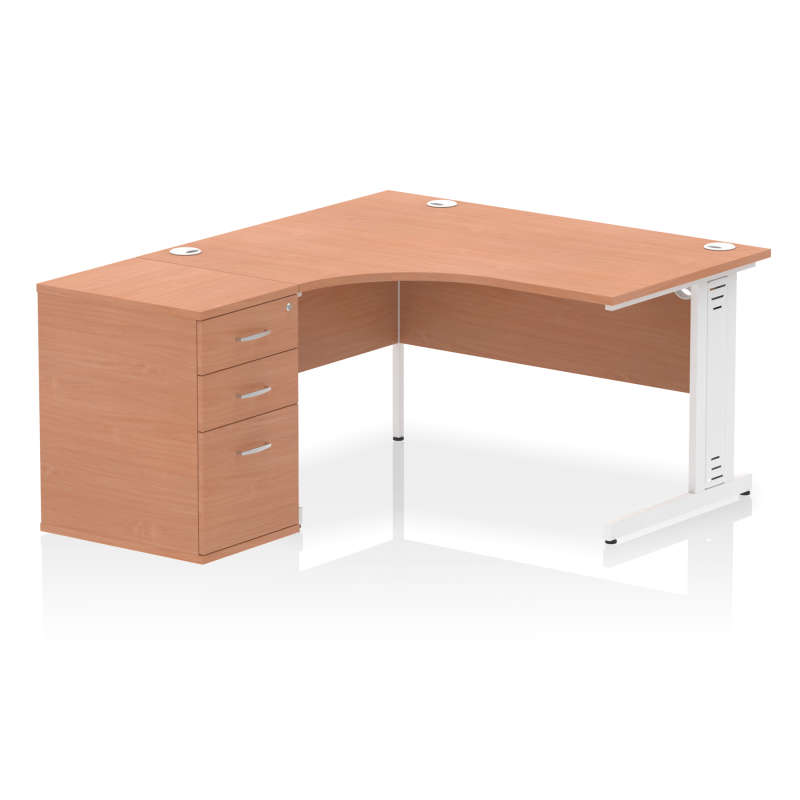 Impulse 1400mm Cable Managed Left Crescent Desk Workstation - Image 6