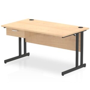Impulse Cantilever Straight Desk Black Frame With Single One Drawer Fixed Pedestal - Image 10