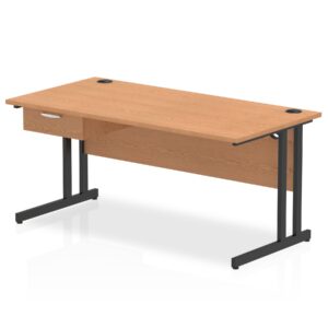 Impulse Cantilever Straight Desk Black Frame With Single One Drawer Fixed Pedestal - Image 18