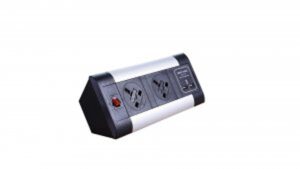 Impulse Desktop Module 2 x 5A UK Sockets, 1 x Neon Switch, 1 x 500mm Lead to 3 Pole Connector in Black - Image 3