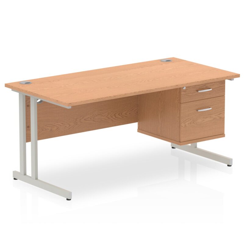 Impulse 1600mm Cantilever Straight Desk With Single Fixed Pedestal - Image 19