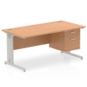 Impulse 1600mm Cable Managed Straight Desk With Single Fixed Pedestal - Image 13
