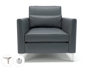 Roselle 90cm Wide Armchair in Cristina Marrone Ultima Faux Leather with Socket - Image 2