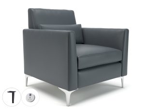 Roselle 90cm Wide Armchair in Cristina Marrone Ultima Faux Leather with Socket - Image 4