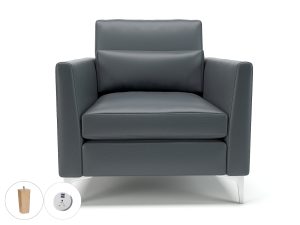 Roselle 90cm Wide Armchair in Cristina Marrone Ultima Faux Leather with Socket - Image 11