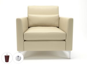 Roselle 90cm Wide Armchair in Cristina Marrone Ultima Faux Leather with Socket - Image 20