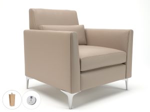 Roselle 90cm Wide Armchair in Cristina Marrone Ultima Faux Leather with Socket - Image 58
