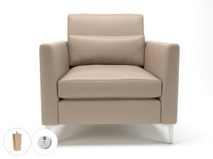 Roselle 90cm Wide Armchair in Cristina Marrone Ultima Faux Leather with Socket - Image 59