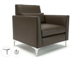 Roselle 90cm Wide Armchair in Cristina Marrone Ultima Faux Leather with Socket - Image 61