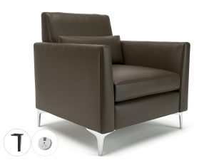 Roselle 90cm Wide Armchair in Cristina Marrone Ultima Faux Leather with Socket - Image 64