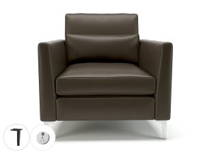 Roselle 90cm Wide Armchair in Cristina Marrone Ultima Faux Leather with Socket - Image 65