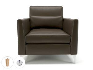 Roselle 90cm Wide Armchair in Cristina Marrone Ultima Faux Leather with Socket - Image 71