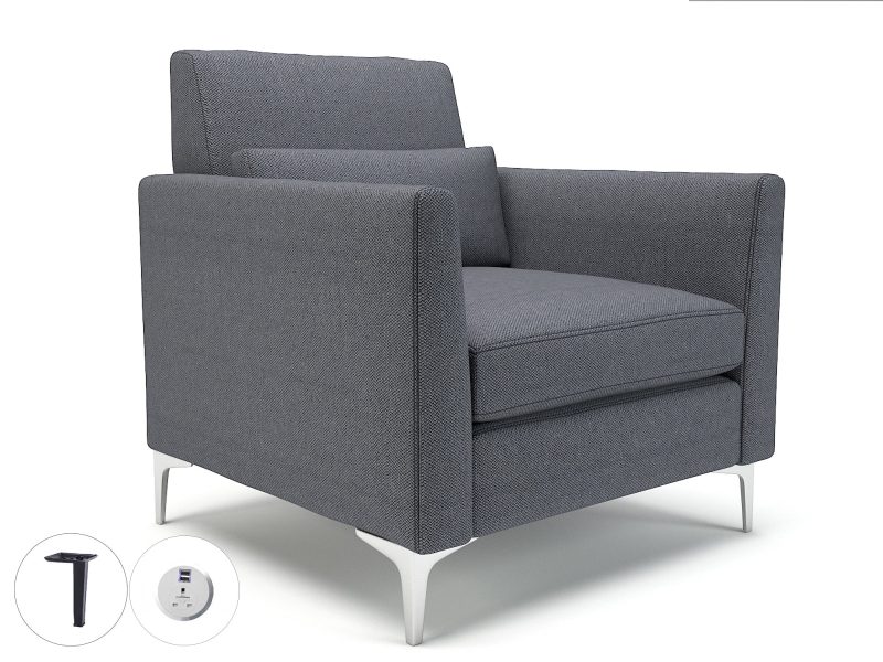 Roselle 90cm Wide Armchair in Camira Era Fabric with Socket - Image 76