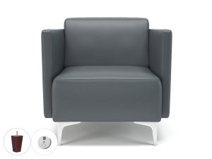 Napa Slim Arm 75cm Wide Armchair in Cristina Marrone Ultima Faux Leather with Socket - Image 8