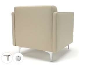 Napa Slim Arm 75cm Wide Armchair in Cristina Marrone Ultima Faux Leather with Socket - Image 15