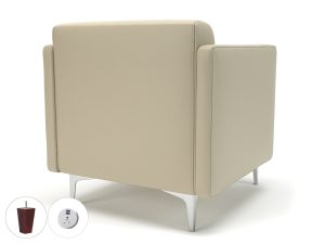 Napa Slim Arm 75cm Wide Armchair in Cristina Marrone Ultima Faux Leather with Socket - Image 21