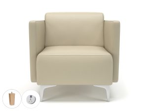 Napa Slim Arm 75cm Wide Armchair in Cristina Marrone Ultima Faux Leather with Socket - Image 23