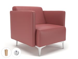 Napa Slim Arm 75cm Wide Armchair in Cristina Marrone Ultima Faux Leather with Socket - Image 34