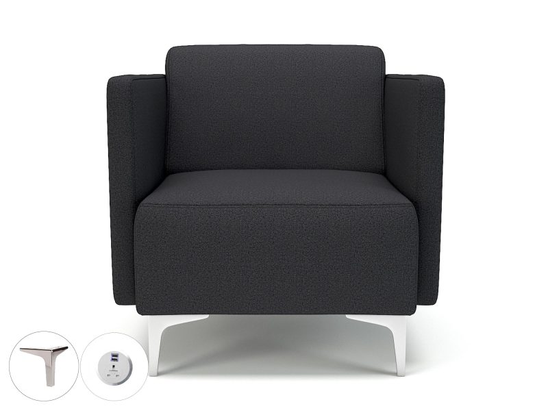 Napa Slim Arm 75cm Wide Armchair in Warwick Dolly Fabric with Socket - Image 14