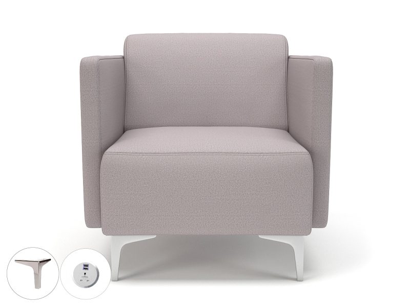 Napa Slim Arm 75cm Wide Armchair in Warwick Dolly Fabric with Socket - Image 38