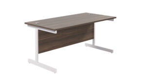 Single Upright Rectangular Desk: 800mm Deep | 1600 X 800 | Dark Walnut/White