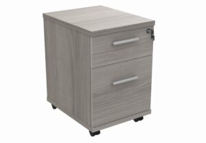 Mobile Under Desk Office Storage Unit | 2 Drawers | Alaskan Grey Oak