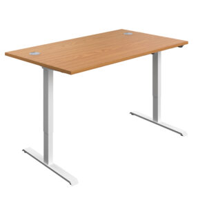Economy Single Motor Sit Stand Desk | 1400 X 800 | Nova Oak/White