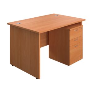Panel Rectangular Desk + 3 Drawer Under Desk Pedestal Bundle | 1200X800 | Beech/Beech