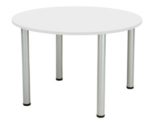 One Fraction Plus Circular Meeting Table | 1000mm | White/Silver
