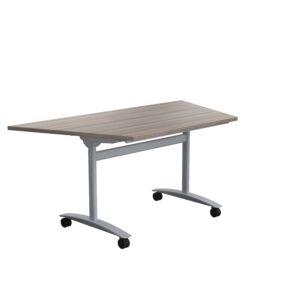 One Trapezoidal Tilting Table | 1600 X 800 | Grey Oak/Silver