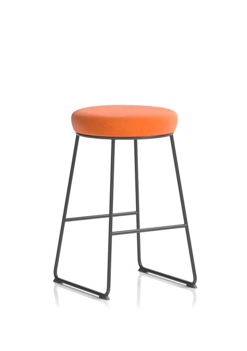 Turin Black Frame Fabric Seat Stool Chair - Image 3