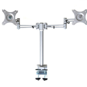 Twin Pole Mounted Monitor Arm | Silver
