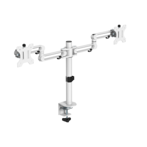 Twin Pole Mounted Monitor Arm | White