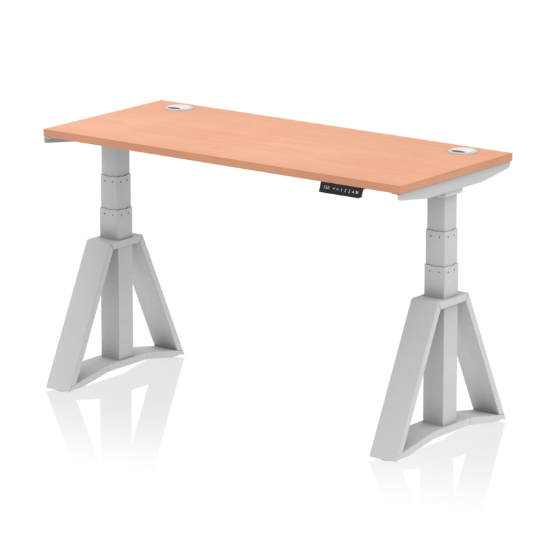 Air Height Adjustable Slimline Desk With Cable Ports With Piste Foot - Image 2