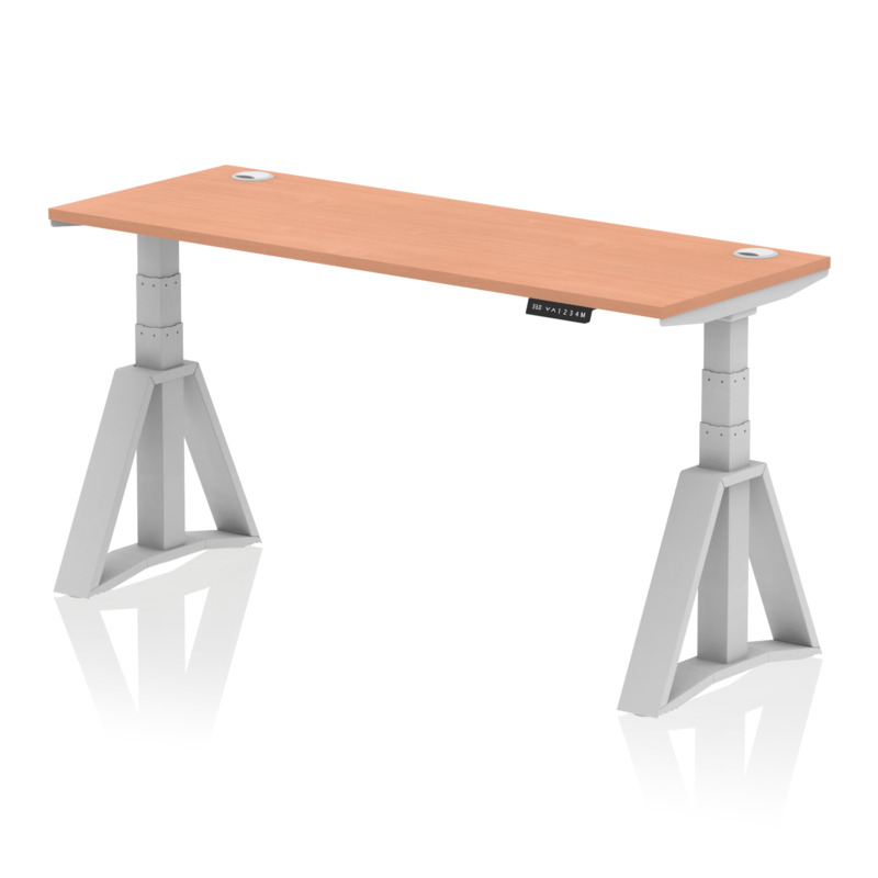Air Height Adjustable Slimline Desk With Cable Ports With Piste Foot - Image 3