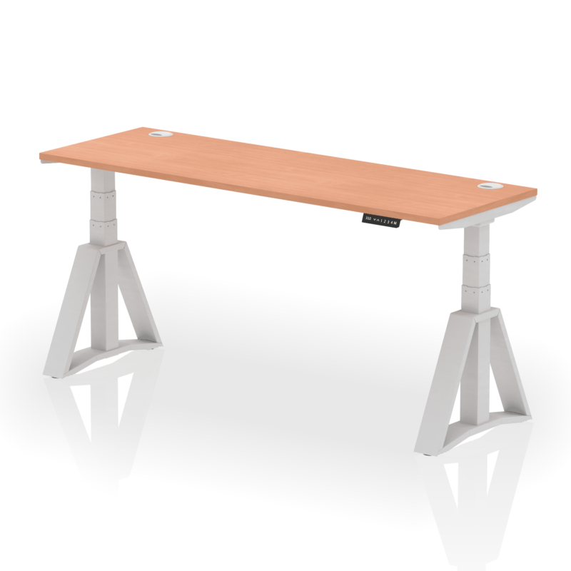 Air Height Adjustable Slimline Desk With Cable Ports With Piste Foot - Image 4