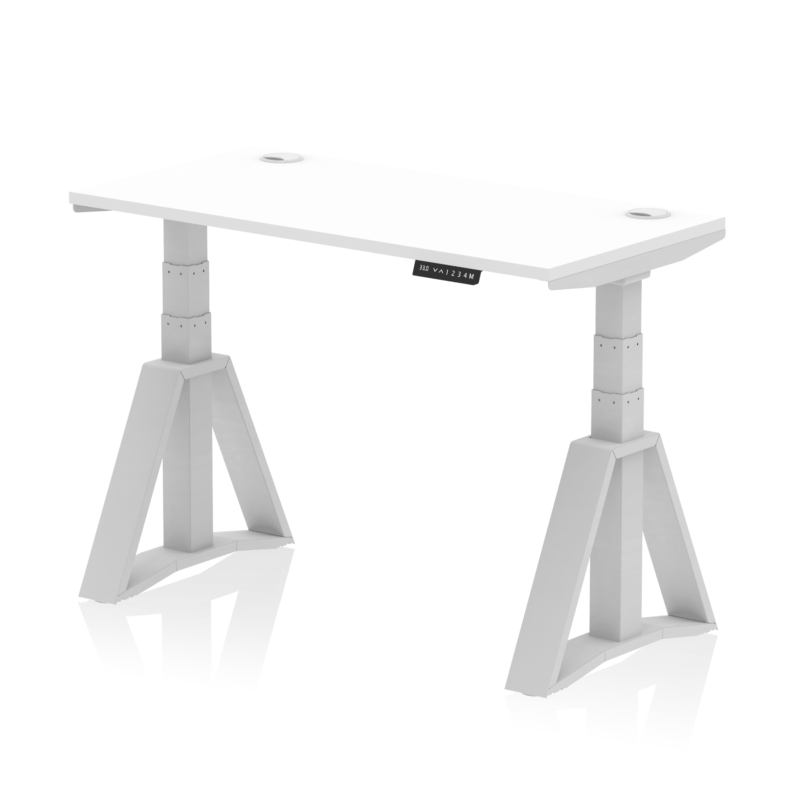 Air Height Adjustable Slimline Desk With Cable Ports With Piste Foot - Image 9