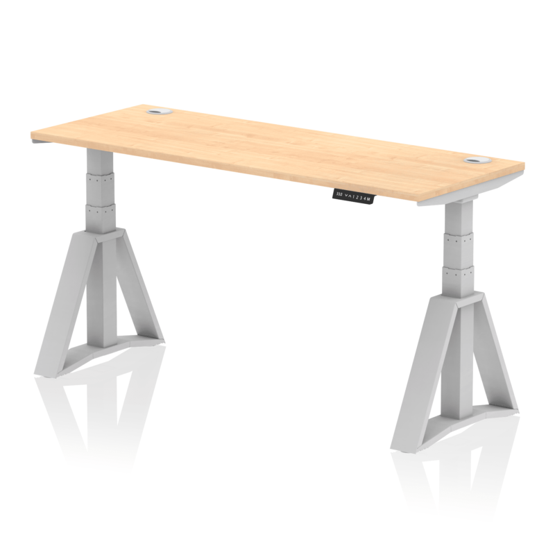 Air Height Adjustable Slimline Desk With Cable Ports With Piste Foot - Image 15