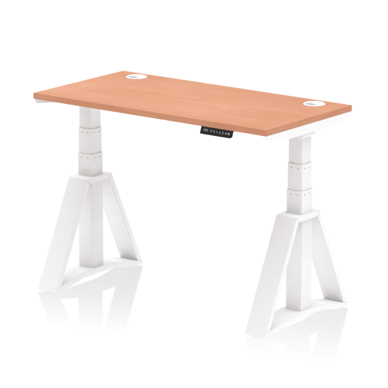Air Height Adjustable Slimline Desk With Cable Ports With Piste Foot - Image 21