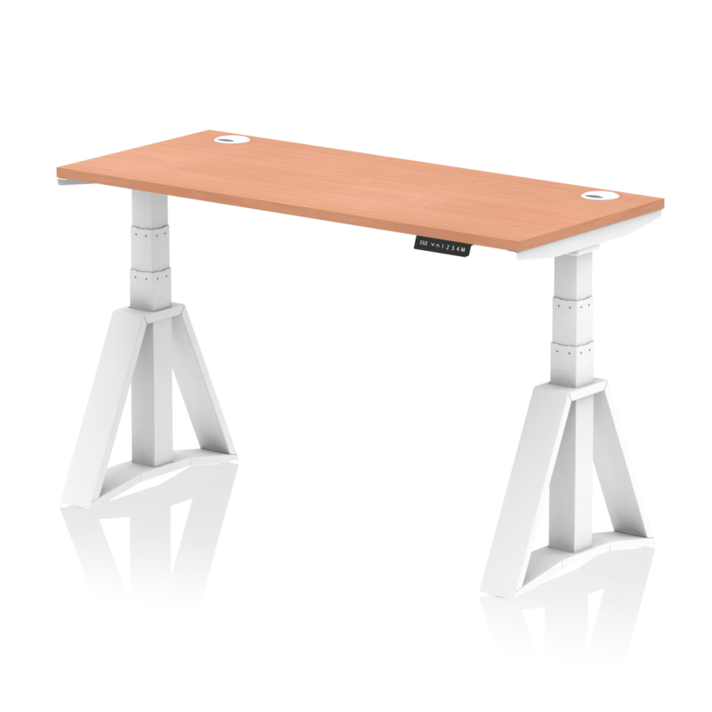 Air Height Adjustable Slimline Desk With Cable Ports With Piste Foot - Image 22