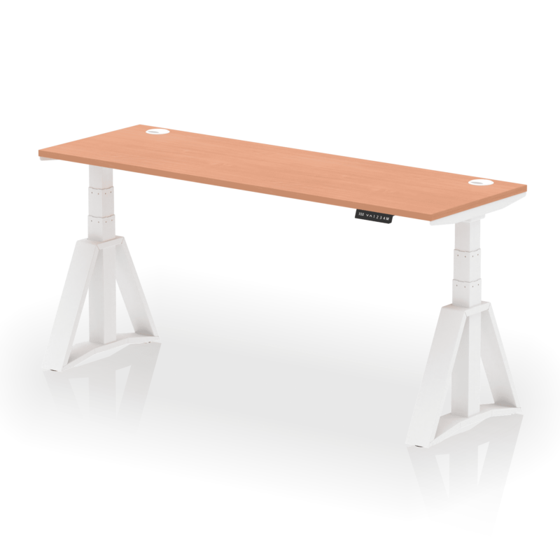 Air Height Adjustable Slimline Desk With Cable Ports With Piste Foot - Image 24