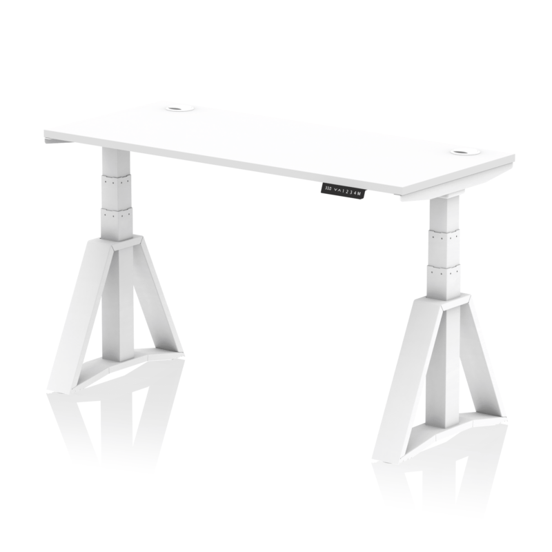 Air Height Adjustable Slimline Desk With Cable Ports With Piste Foot - Image 30