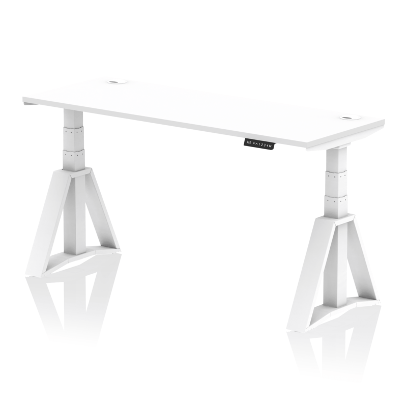 Air Height Adjustable Slimline Desk With Cable Ports With Piste Foot - Image 31